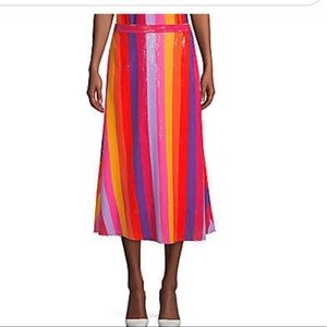 Olivia Rubin Rainbow striped midi skirt